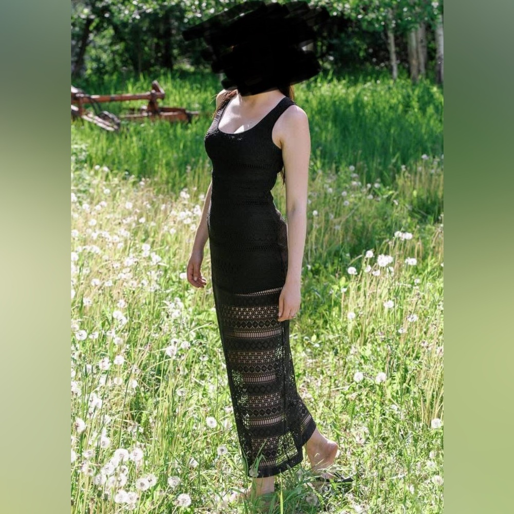 Guess Black Crochet Maxi Dress
